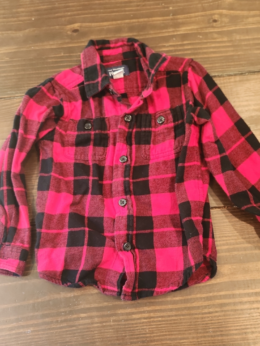 The Children's Place Red and Black Plaid Button-Up Shirt